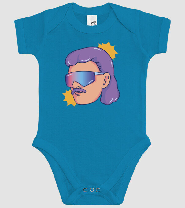 Cap Mullet Retro model turcoaz pe tricou