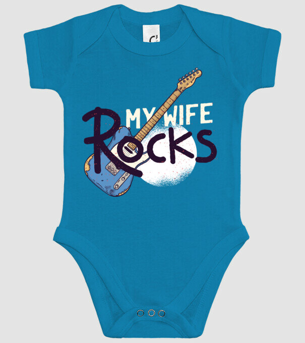 My wife rocks - Soția mea e tare model turcoaz pe tricou