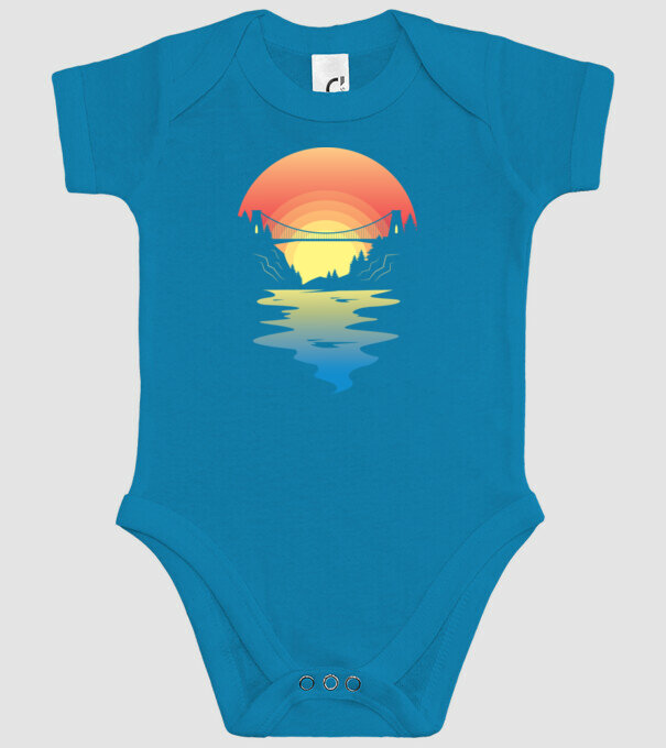 Peisaj apus de soare model turcoaz pe tricou