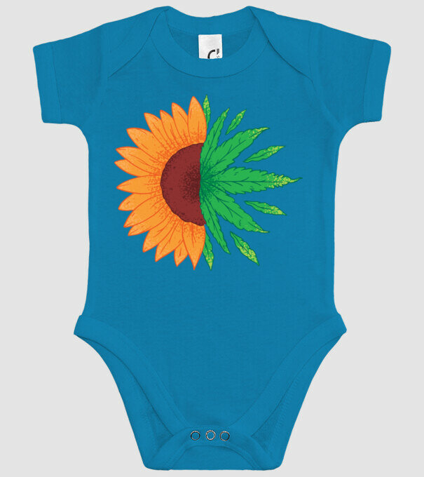 Floarea-soarelui Cannabis model turcoaz pe tricou