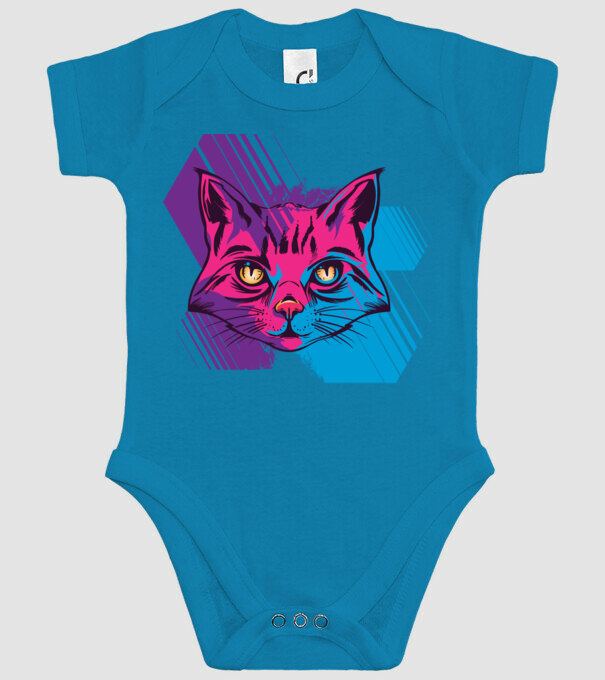 Pisică Neon model turcoaz pe tricou