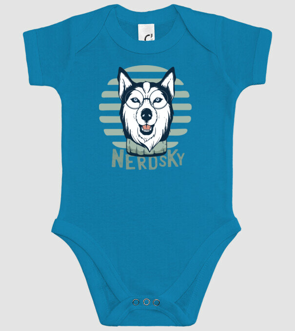 Nerdsky Husky model turcoaz pe tricou