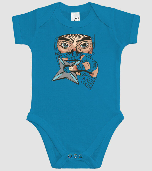 Cap de ninja model turcoaz pe tricou