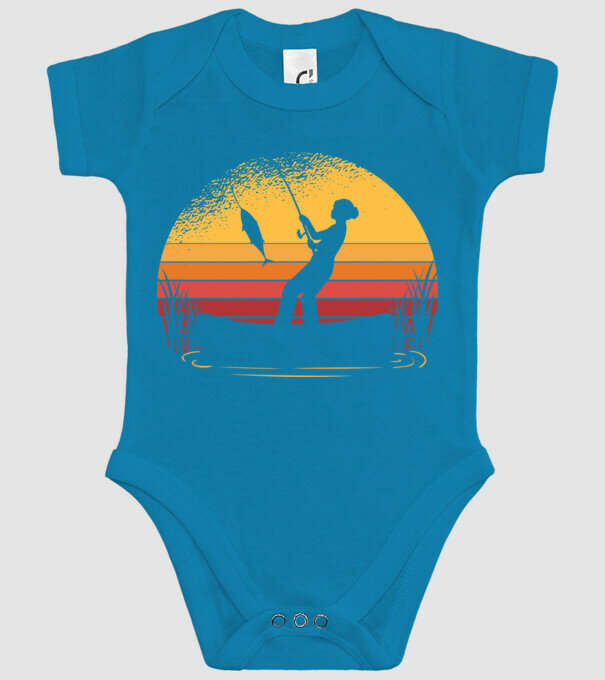 Femeie Pescar model turcoaz pe tricou