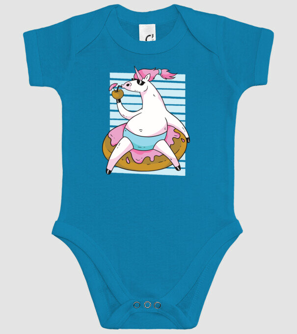 Unicorn în vacanță model turcoaz pe tricou