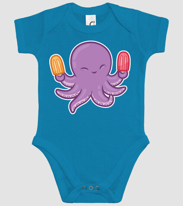 Înghețată Caracatiță Octopus model turcoaz pe tricou