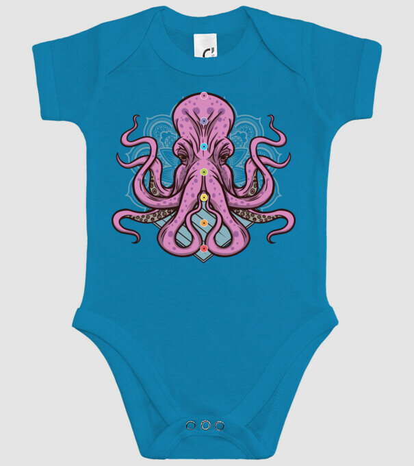 Yoga Octopus model turcoaz pe tricou