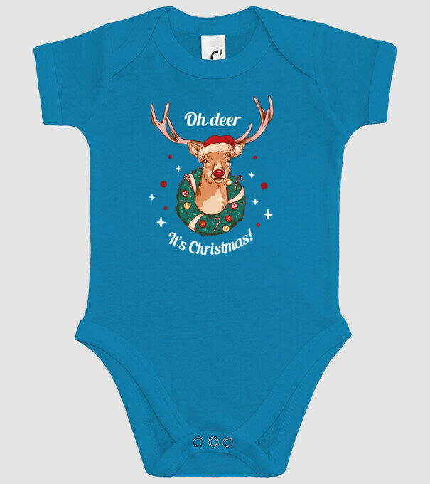 Oh deer, Christmas is here model turcoaz pe tricou