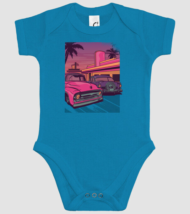 Old school California model turcoaz pe tricou