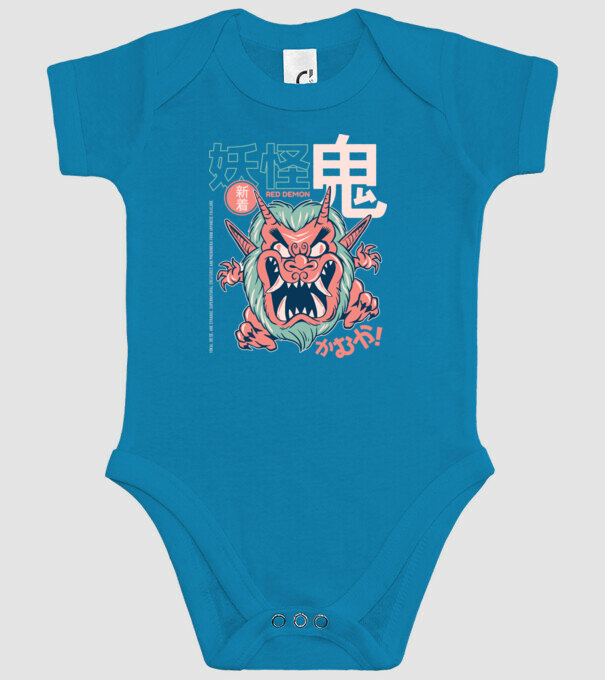 Oni Yokai Anime model turcoaz pe tricou