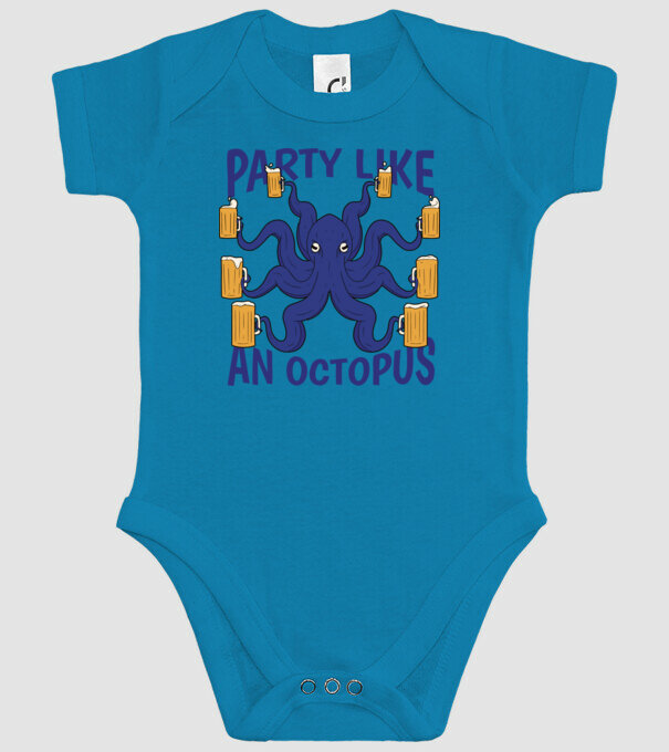 Party Like An Octopus model turcoaz pe tricou