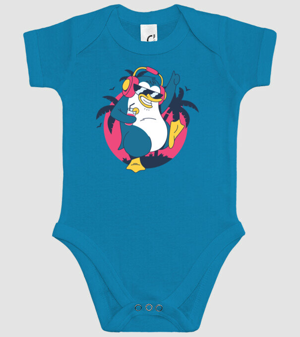 Pinguin de Petrecere model turcoaz pe tricou