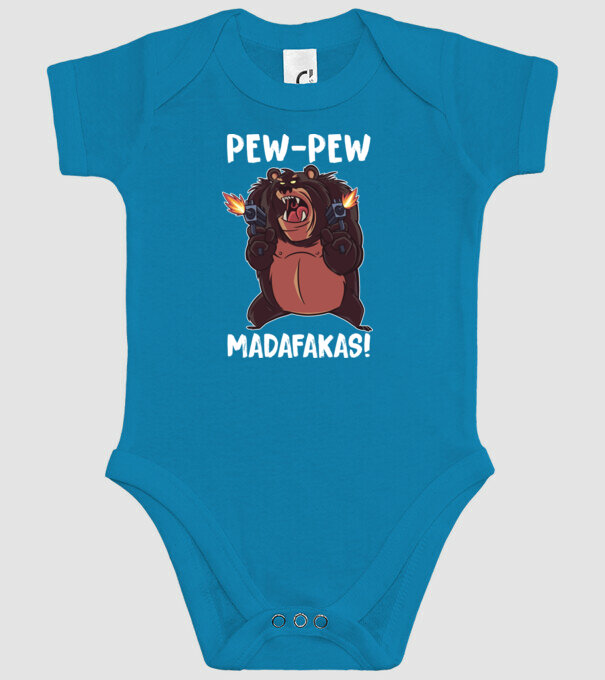 Pew Pew Pew Madafakas Urs model turcoaz pe tricou