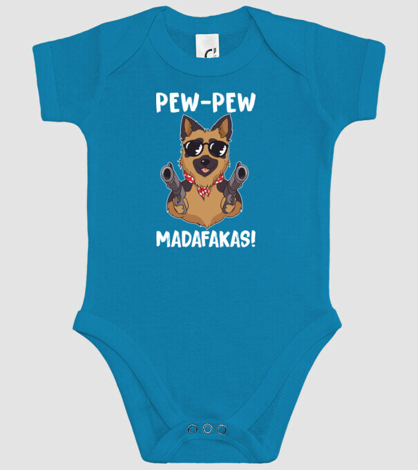 Pew Pew Pew Madafakas Ciobănesc german model turcoaz pe tricou