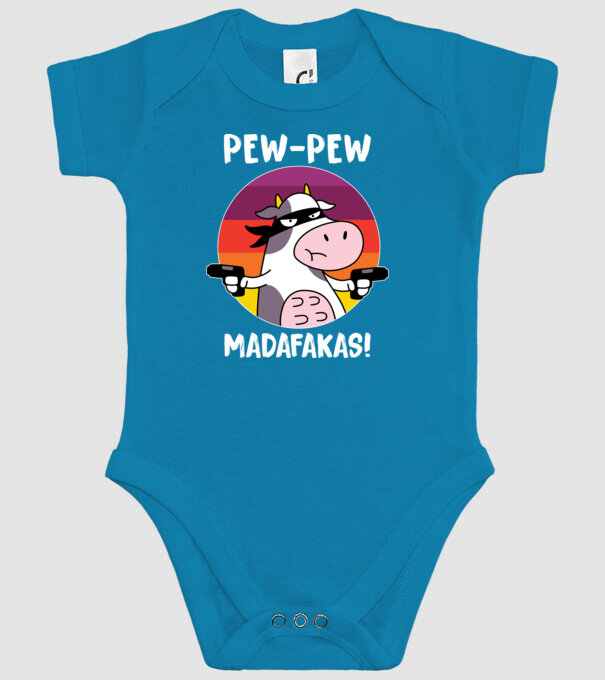 Pew Pew Pew Madafakas Vacă model turcoaz pe tricou