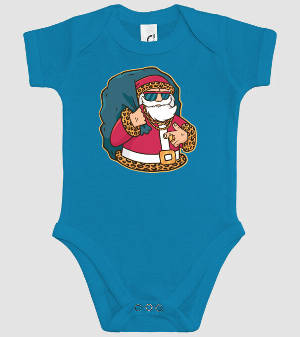 Moș Crăciun Pimp model turcoaz pe tricou