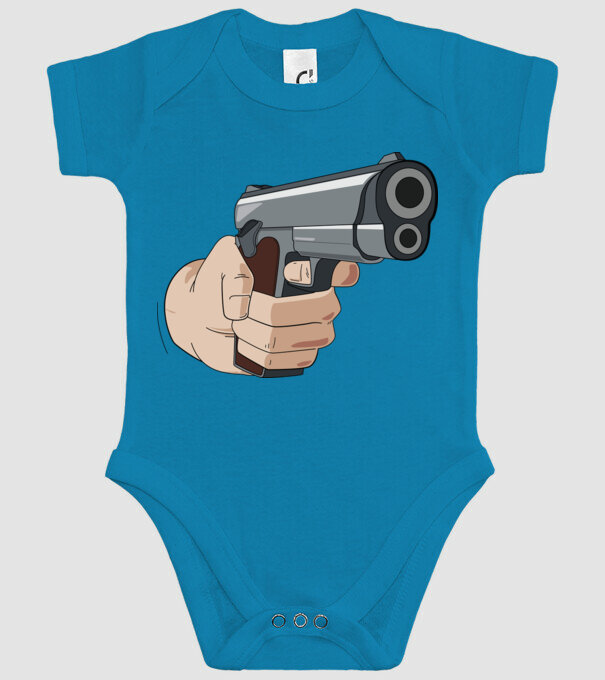 Pistol model turcoaz pe tricou