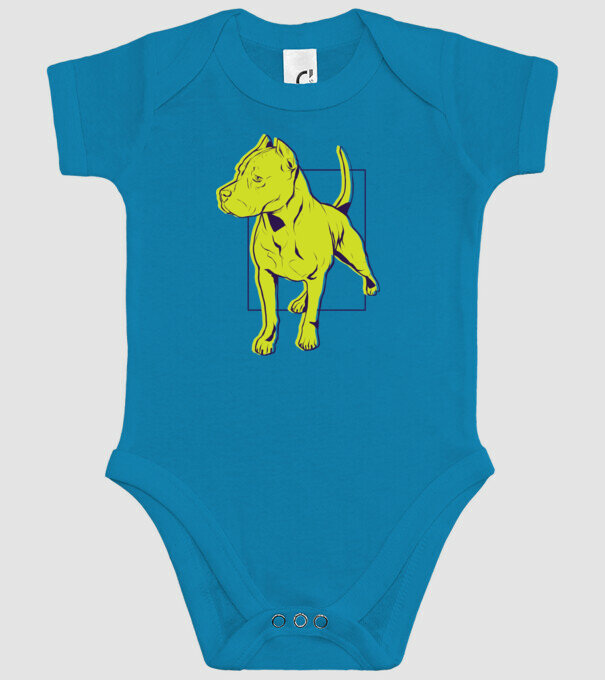 Câine Pitbull model turcoaz pe tricou