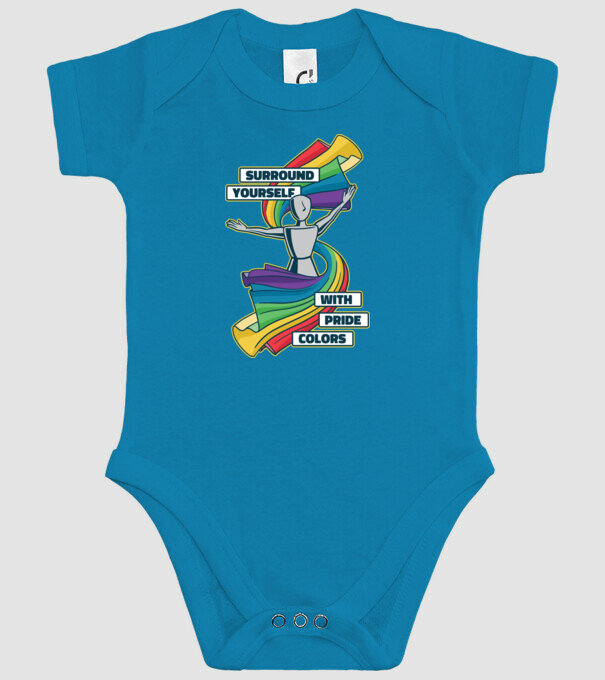 Pride cu curcubeu model turcoaz pe tricou