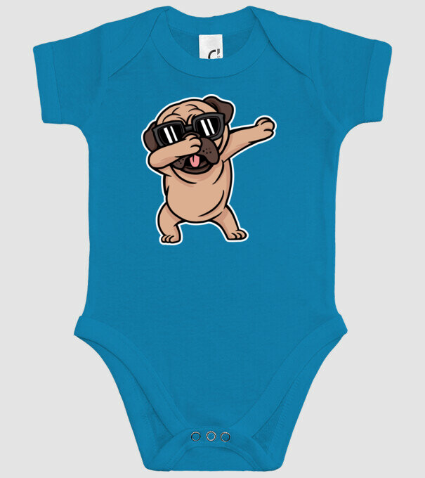 Pug DAB model turcoaz pe tricou