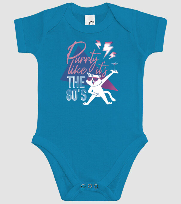 'Purrty Like it''s the 80''s' model turcoaz pe tricou