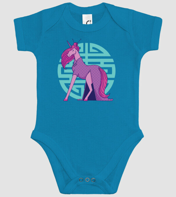 Qipao unicorn model turcoaz pe tricou