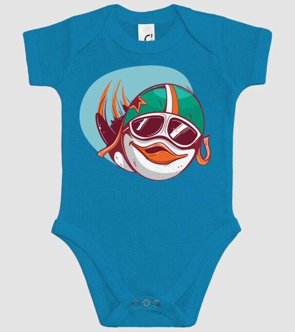 Pinguin Zburător model turcoaz pe tricou