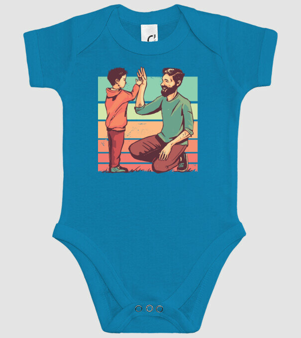 Tată și fiu retro model turcoaz pe tricou
