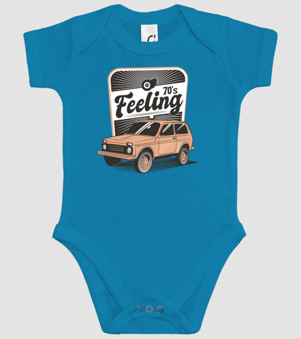 Mașină Retro anii 70 Lada Niva model turcoaz pe tricou