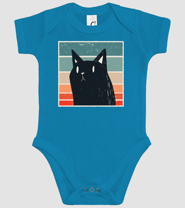 Pisică retro model turcoaz pe tricou