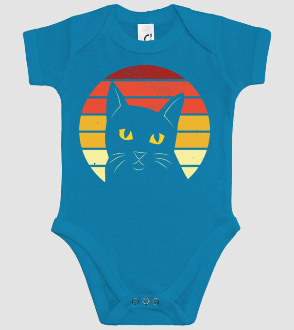 Cap pisică retro model turcoaz pe tricou