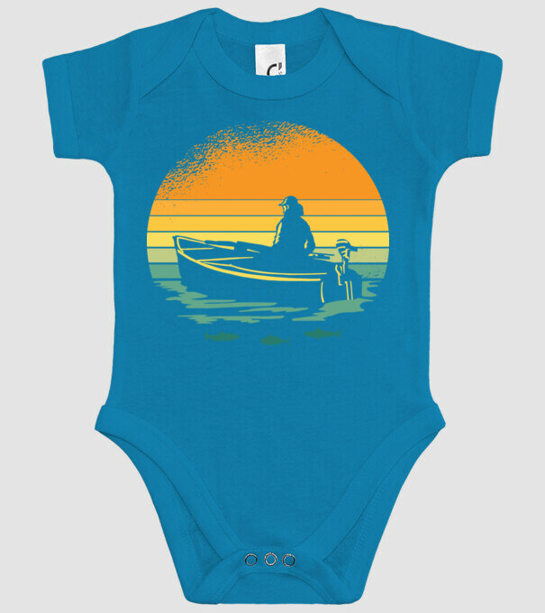 Retro cu Barcă model turcoaz pe tricou