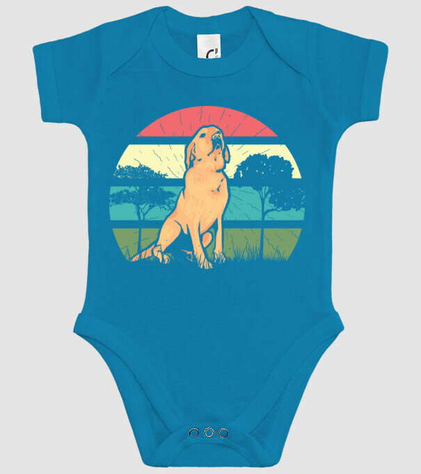 Golden Retriever retro model turcoaz pe tricou