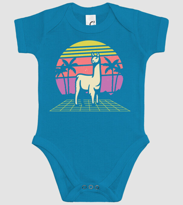 Lama Retro model turcoaz pe tricou