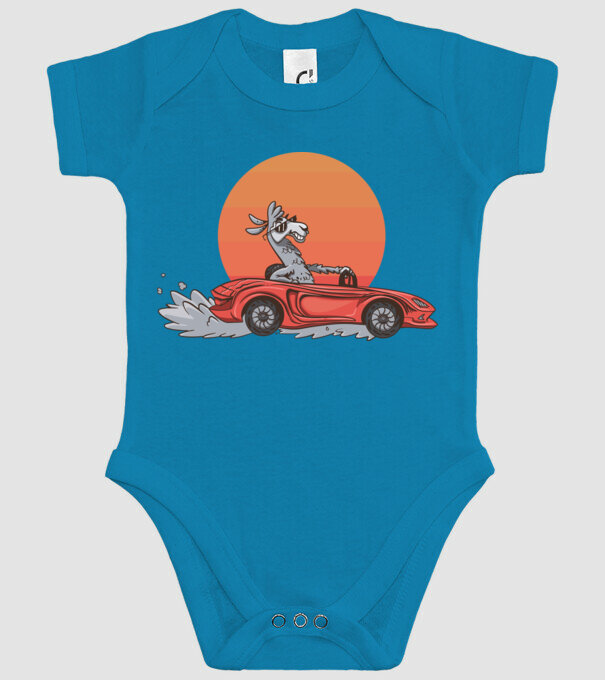 Mașină Retro Llama model turcoaz pe tricou