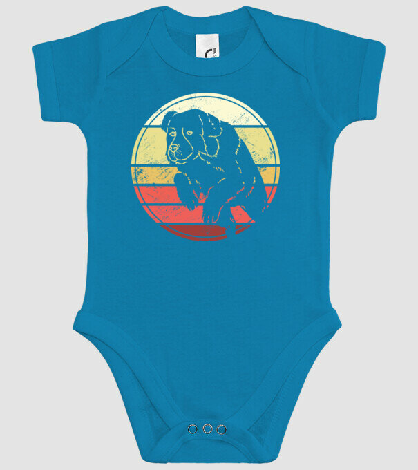 Câine Retro Landseer model turcoaz pe tricou