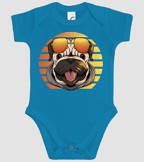 Retro mops model turcoaz pe tricou