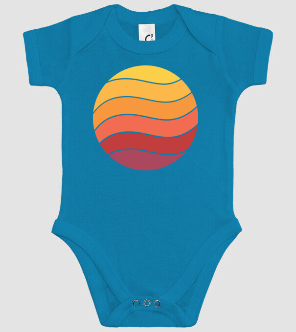 Fond Retro Apus de soare model turcoaz pe tricou