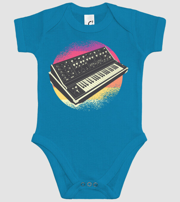 Sintetizator retro model turcoaz pe tricou