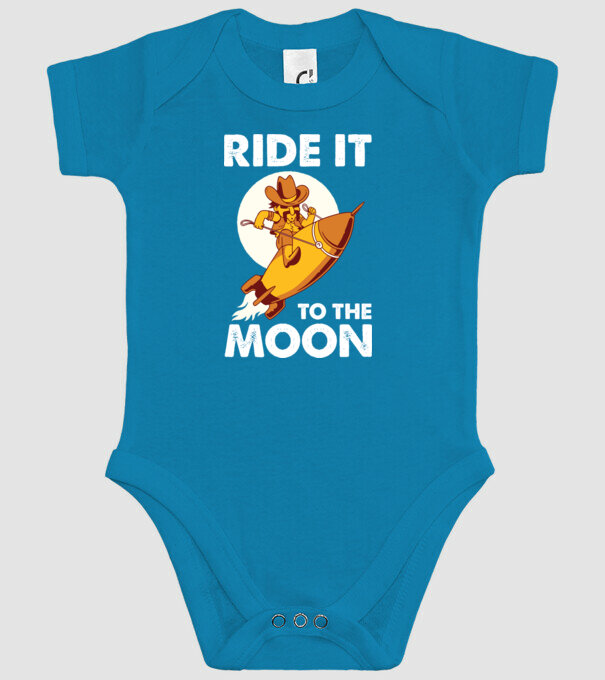 Ride it to the moon Bitcoin model turcoaz pe tricou