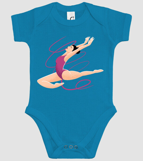 Gimnastică ritmică model turcoaz pe tricou