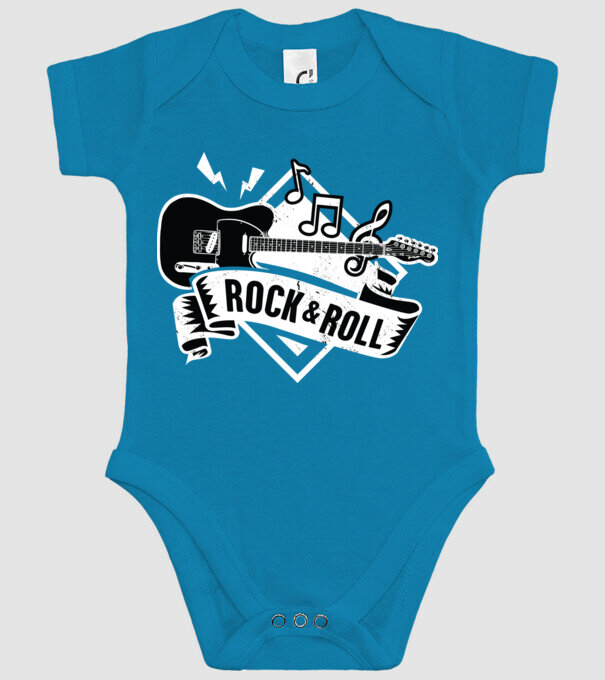 Rock & Roll chitară model turcoaz pe tricou