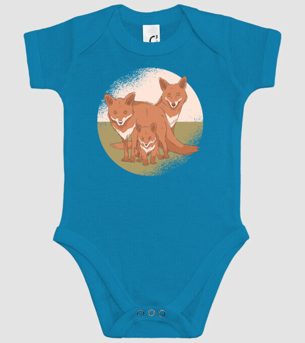 Familie Vulpe model turcoaz pe tricou