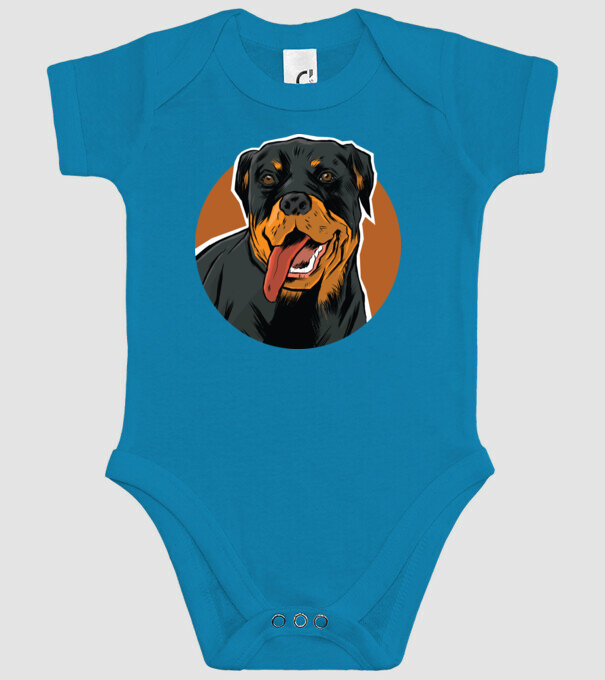 Tricou cu Câine Rottweiler model turcoaz pe tricou