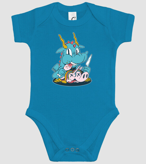 Dragonul a mâncat unicornul model turcoaz pe tricou