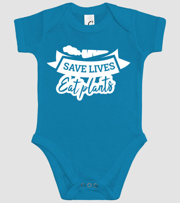 Save lives eat plants model turcoaz pe tricou