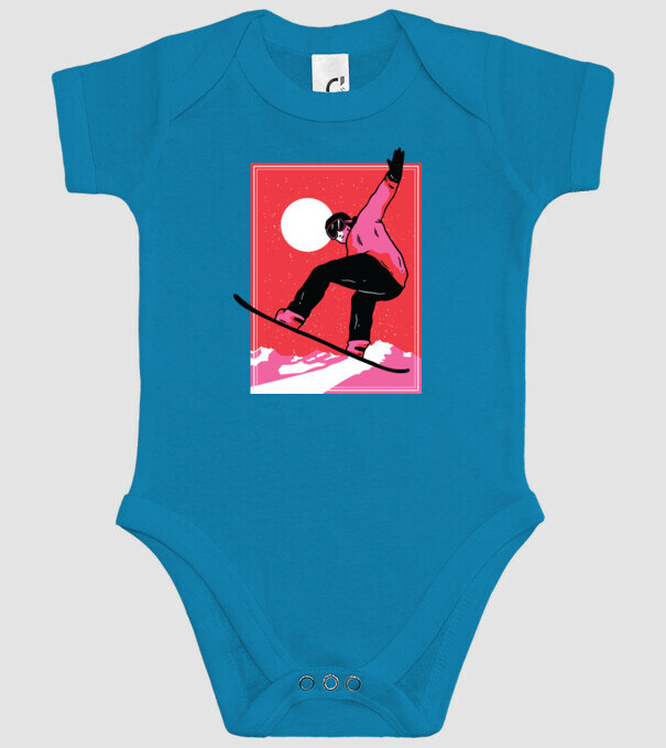 Snowboard poster model turcoaz pe tricou