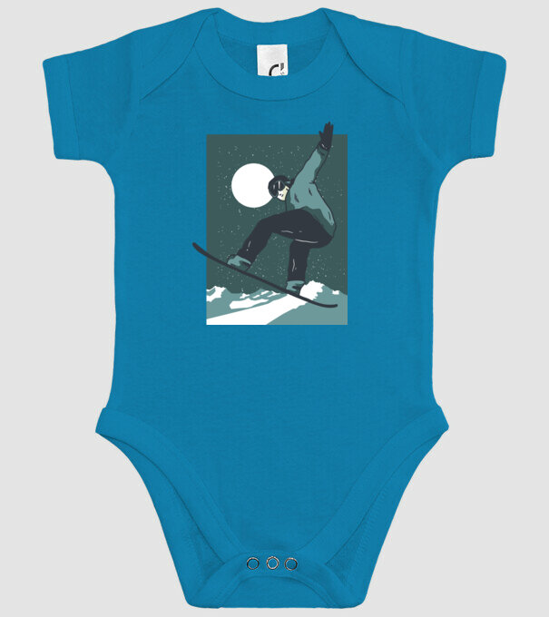 Săritură Snowboard model turcoaz pe tricou