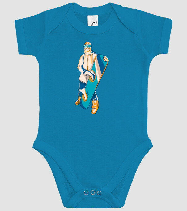 Snowboarder model turcoaz pe tricou