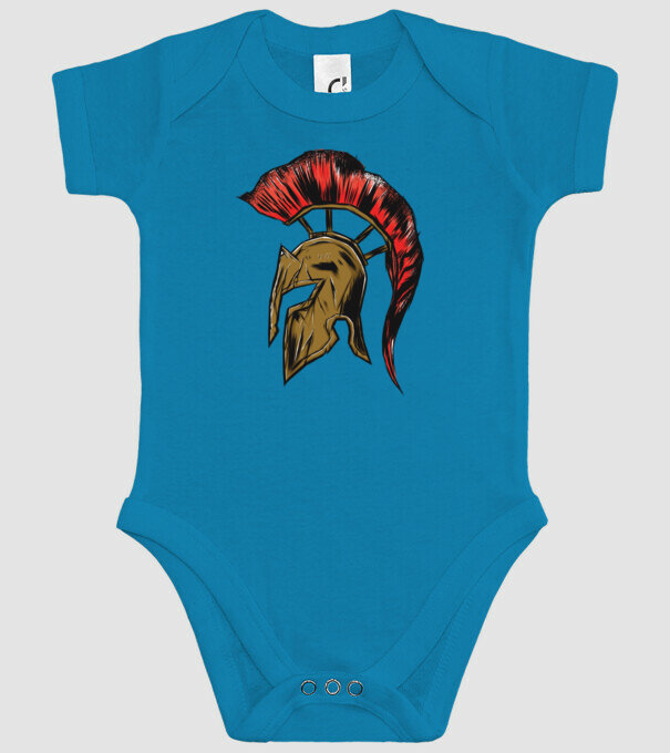 Cască războinic Sparta model turcoaz pe tricou